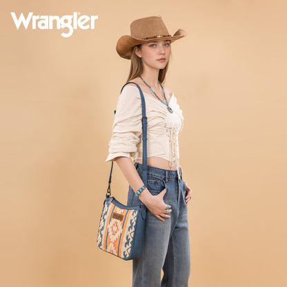 WG275-2003   Wrangler Sherpa Aztec Canvas Crossbody - Jean