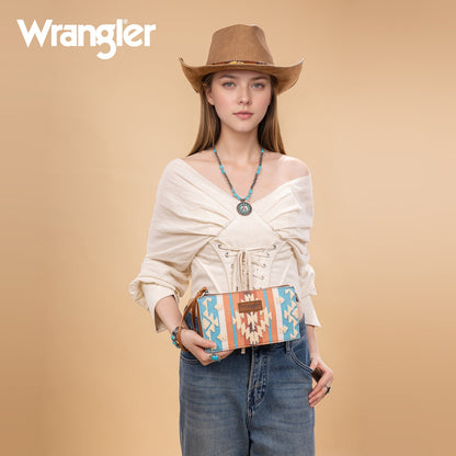 WG275-181  Wrangler Sherpa Aztec Canvas  Clutch -Brown