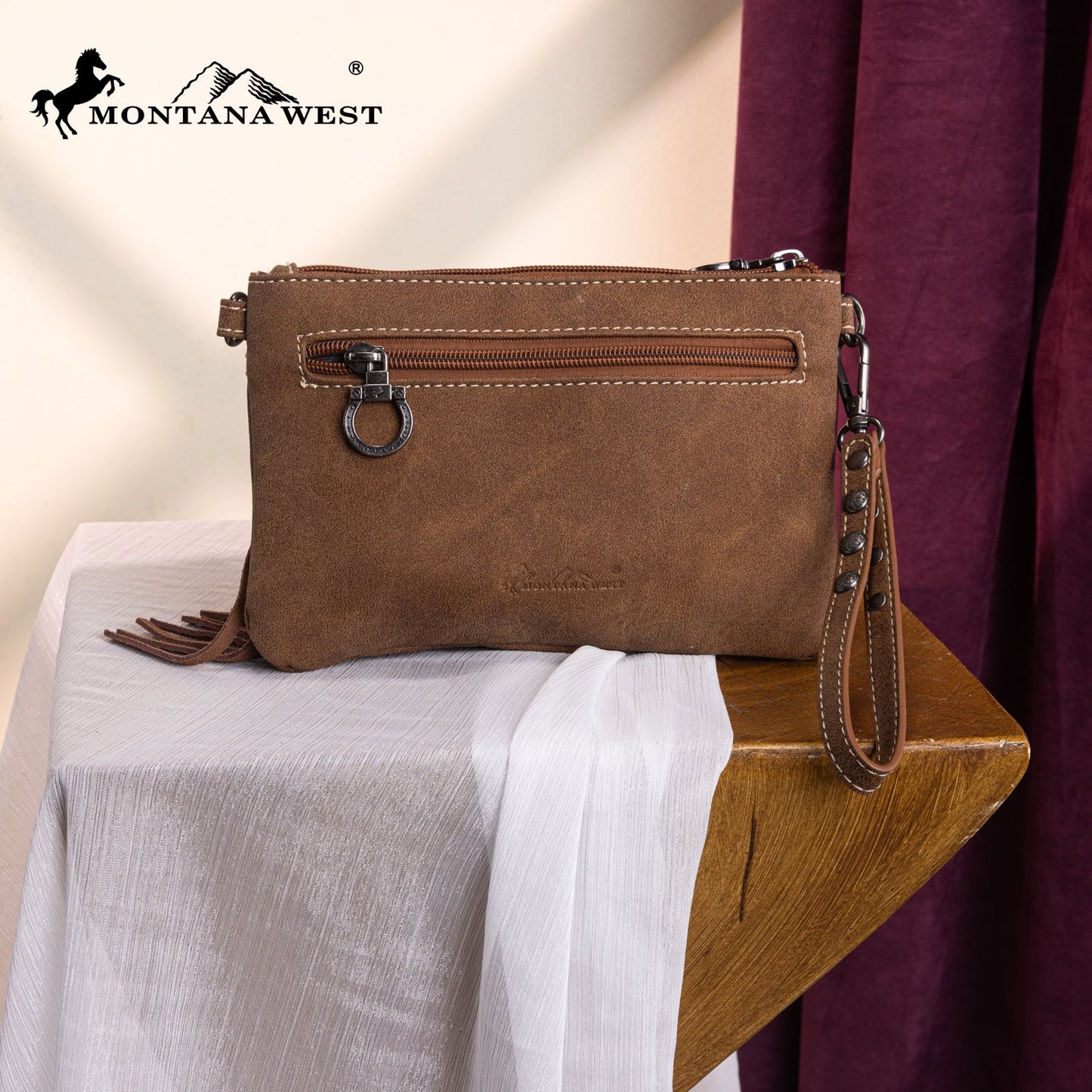 MW1340-181   Montana West Fringe Collection Clutch/Crossbody