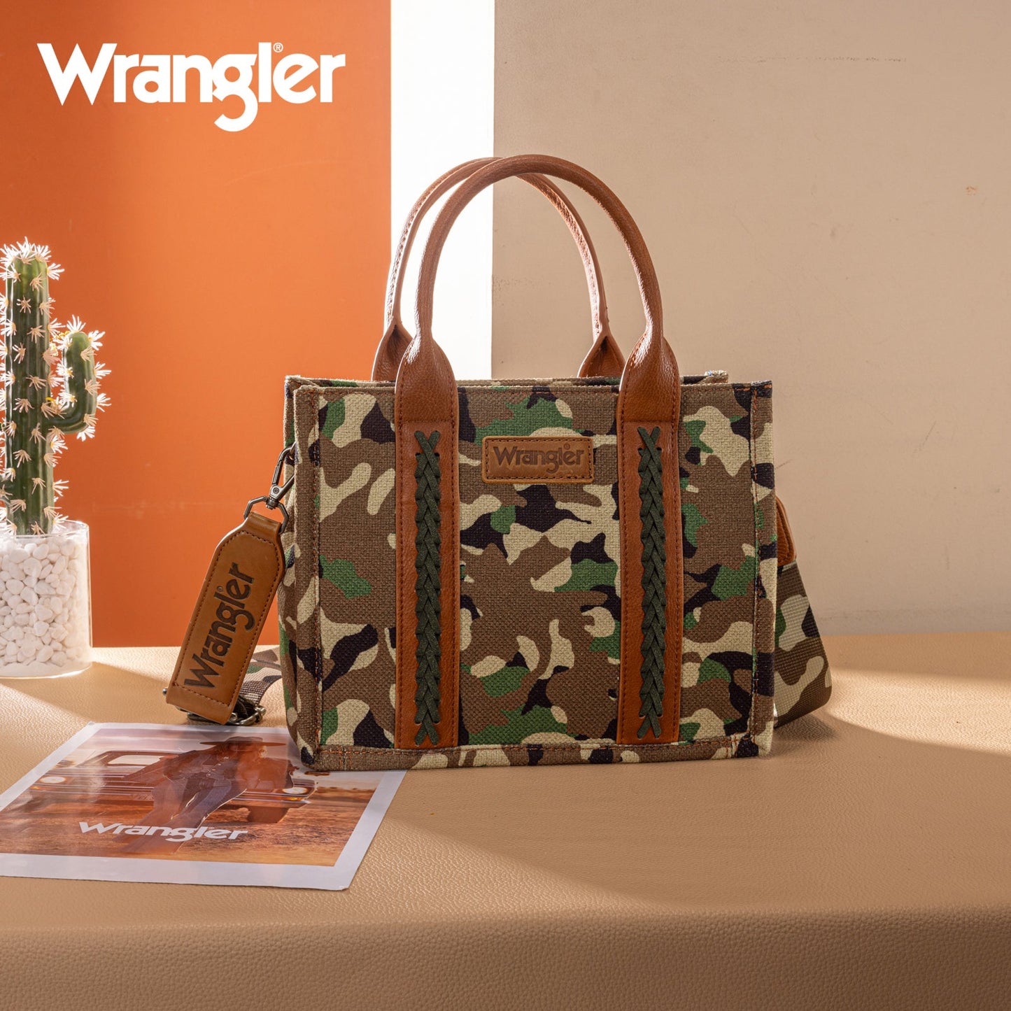 WG286-8120S  Wrangler Camo Print Tote/Crossbody -Green