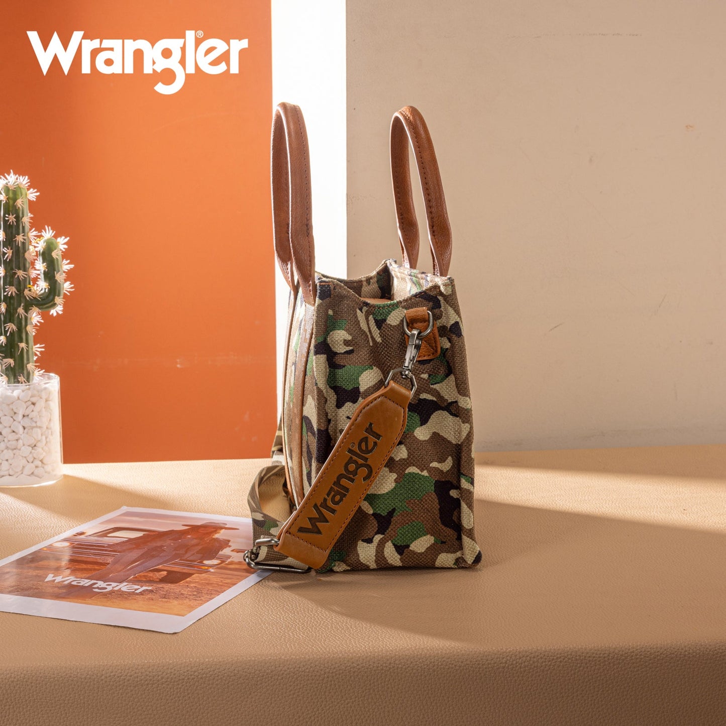WG286-8120S  Wrangler Camo Print Tote/Crossbody -Green