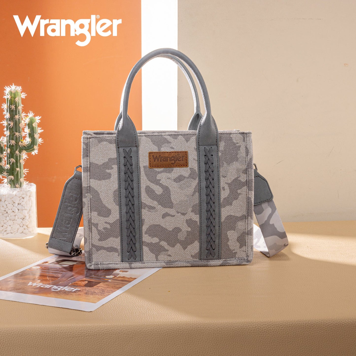 WG286-8120S  Wrangler Camo Print Tote/Crossbody -Grey