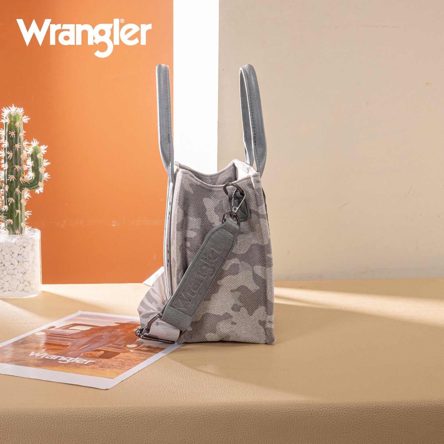 WG286-8120S  Wrangler Camo Print Tote/Crossbody -Grey