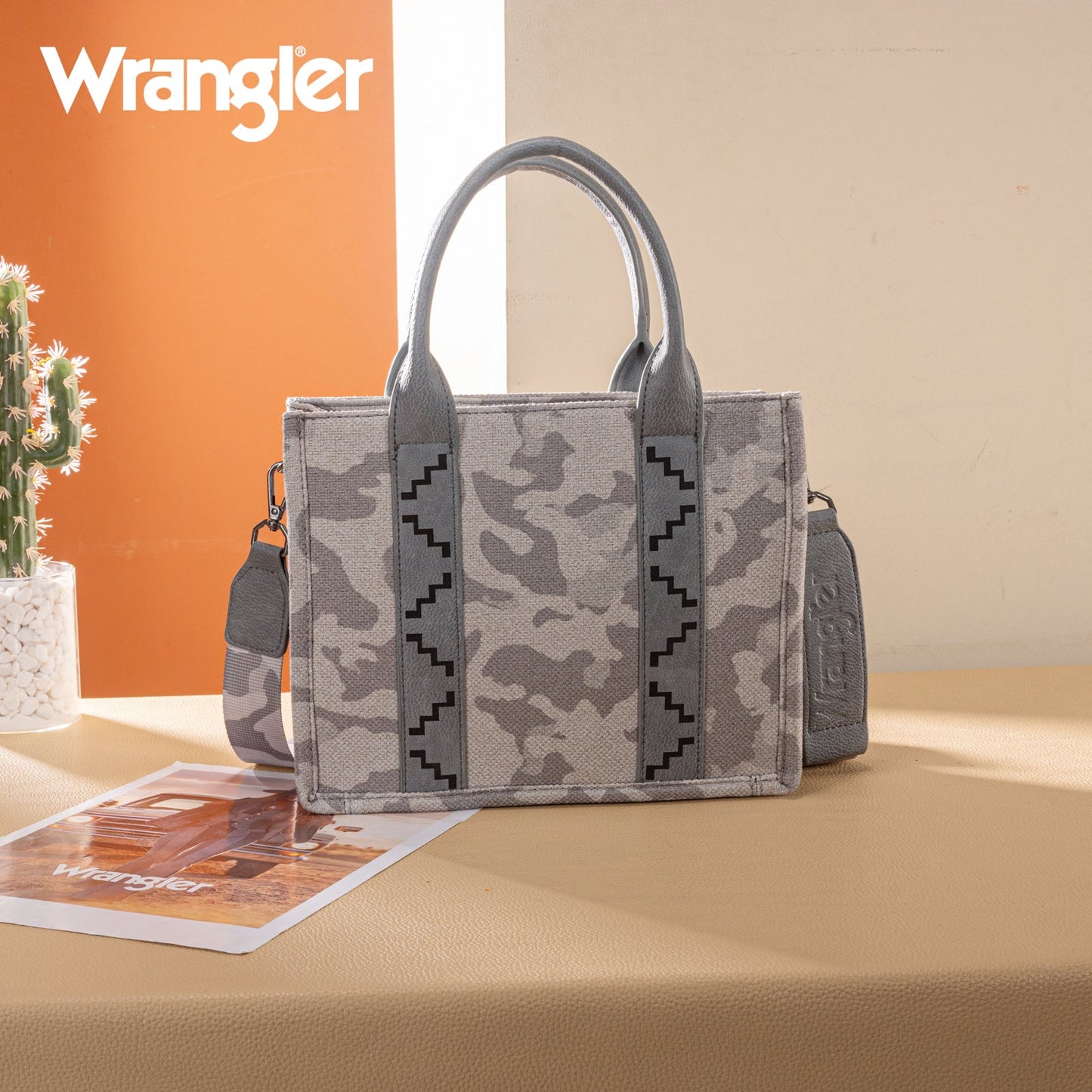 WG286-8120S  Wrangler Camo Print Tote/Crossbody -Grey