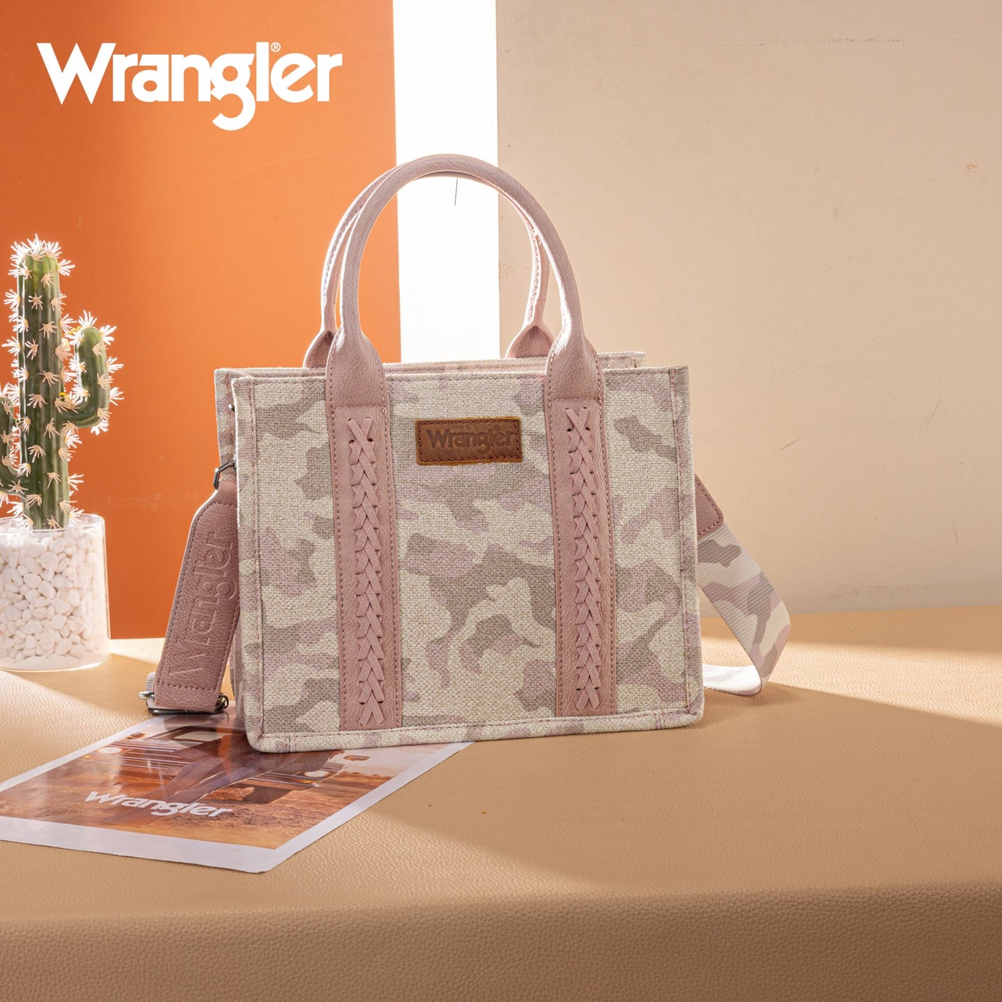 WG286-8120S  Wrangler Camo Print Tote/Crossbody - Pink
