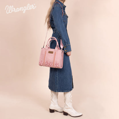 WG102-8120S  Wrangler Leopard  Print Concealed Carry Tote/Crossbody - Pink