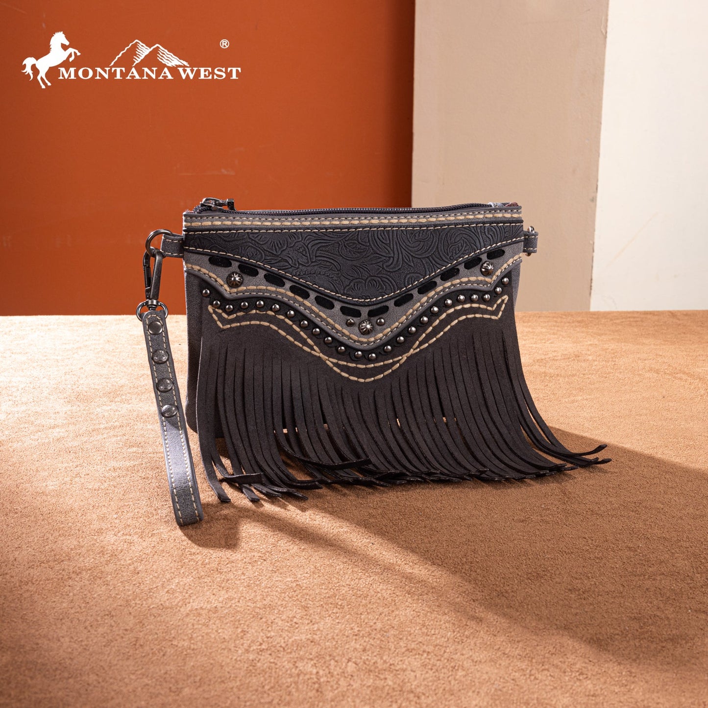 MW1340-181   Montana West Fringe Collection Clutch/Crossbody