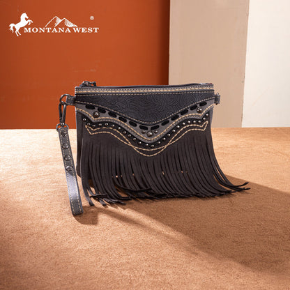 MW1340-181   Montana West Fringe Collection Clutch/Crossbody