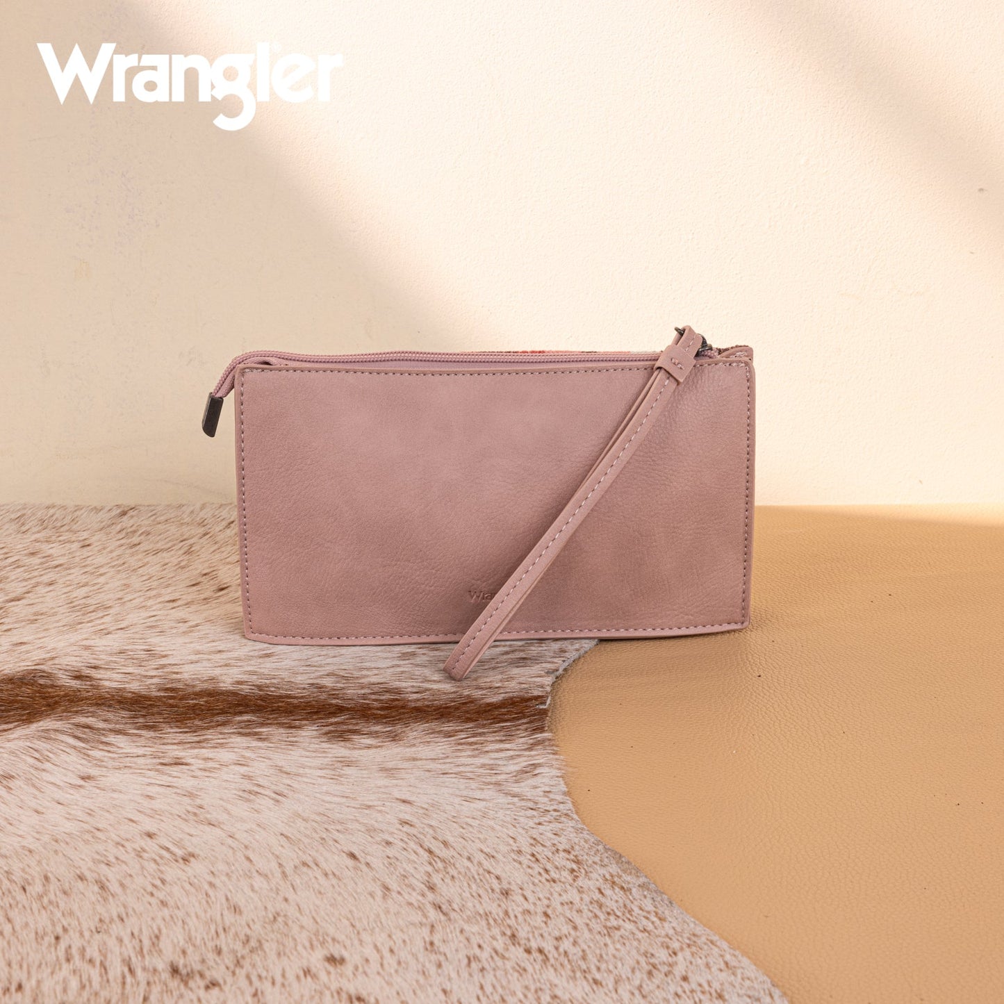 WG275-181  Wrangler Sherpa Aztec Canvas  Clutch -Dark Pink