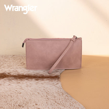 WG275-181  Wrangler Sherpa Aztec Canvas  Clutch -Dark Pink