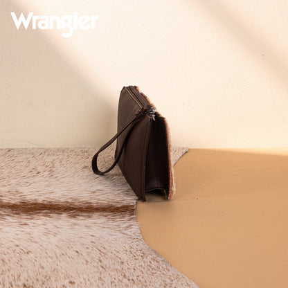 WG275-181  Wrangler Sherpa Aztec Canvas  Clutch -Coffee