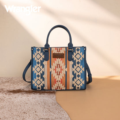 WG275-8120  Wrangler Sherpa Aztec Canvas Tote/Crossbody - Jean