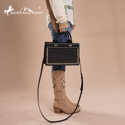 MW1323-8011  Montana West Tooled Collection Tote/Crossbody