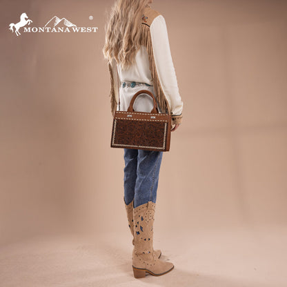MW1323-8011  Montana West Tooled Collection Tote/Crossbody