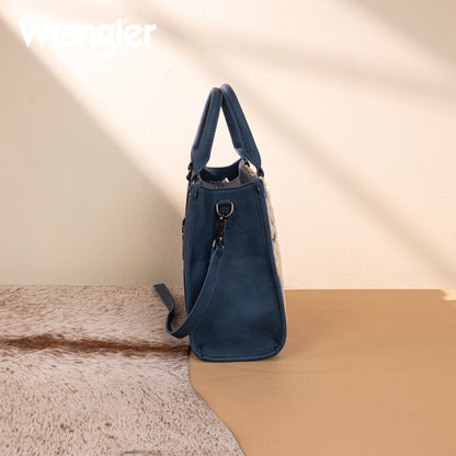 WG275-8120  Wrangler Sherpa Aztec Canvas Tote/Crossbody - Jean