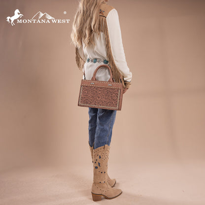MW1323-8011  Montana West Tooled Collection Tote/Crossbody