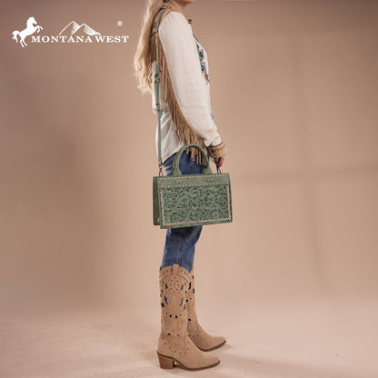 MW1323-8011  Montana West Tooled Collection Tote/Crossbody