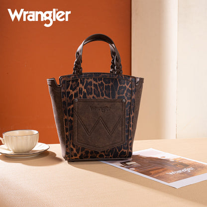WG296-8014CF   Wrangler Leopard Print Tote/Crossbody - Coffee