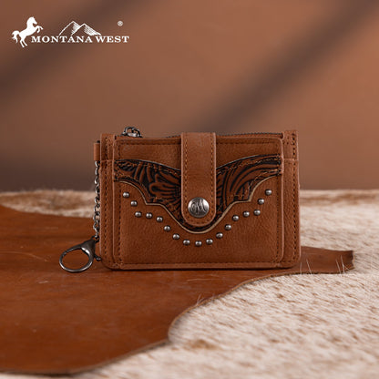 MW1323-W049  Montana West Floral Tooled Collection Key Ring Wallet