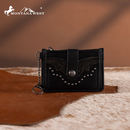 MW1323-W049  Montana West Floral Tooled Collection Key Ring Wallet