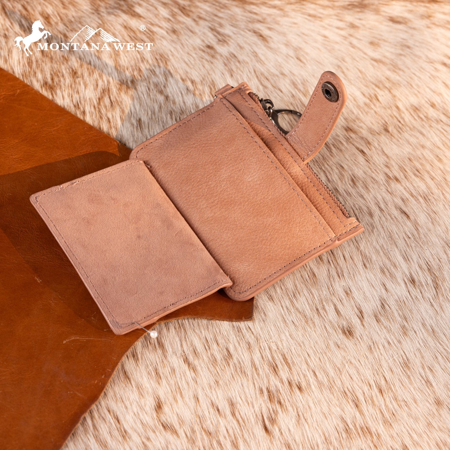 MW1323-W049  Montana West Floral Tooled Collection Key Ring Wallet