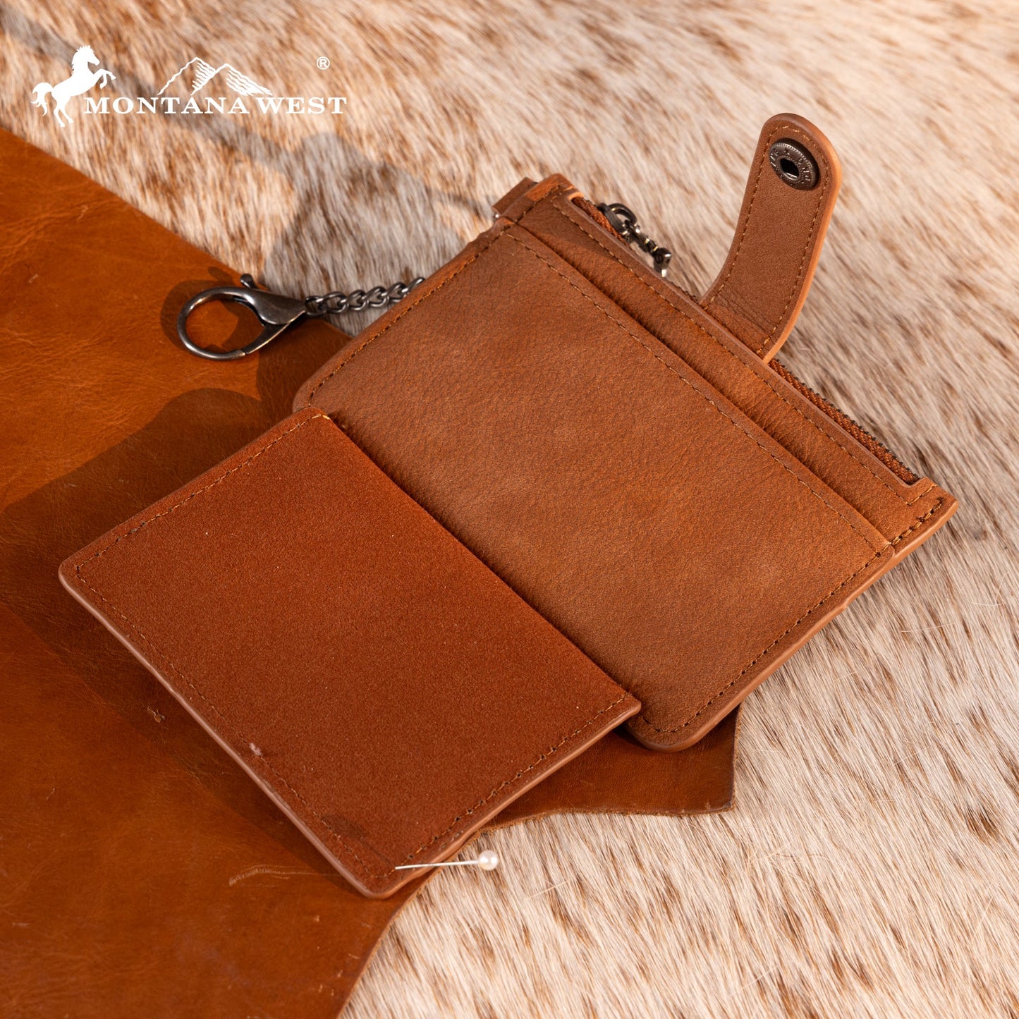 MW1323-W049  Montana West Floral Tooled Collection Key Ring Wallet