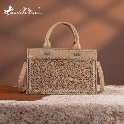 MW1323-8011  Montana West Tooled Collection Tote/Crossbody