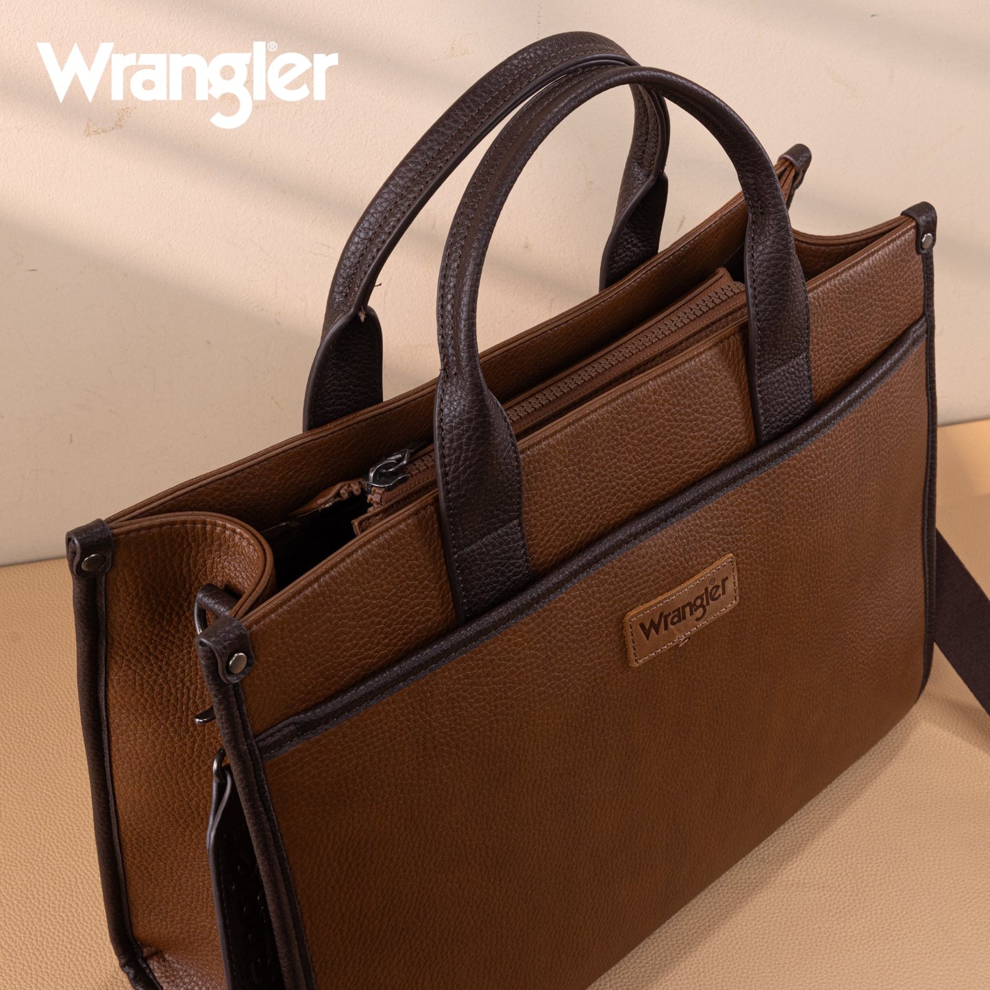 WG288-8119  Wrangler Carry-All Large Tote Work Tote /Crossbody - Brown-Coffee