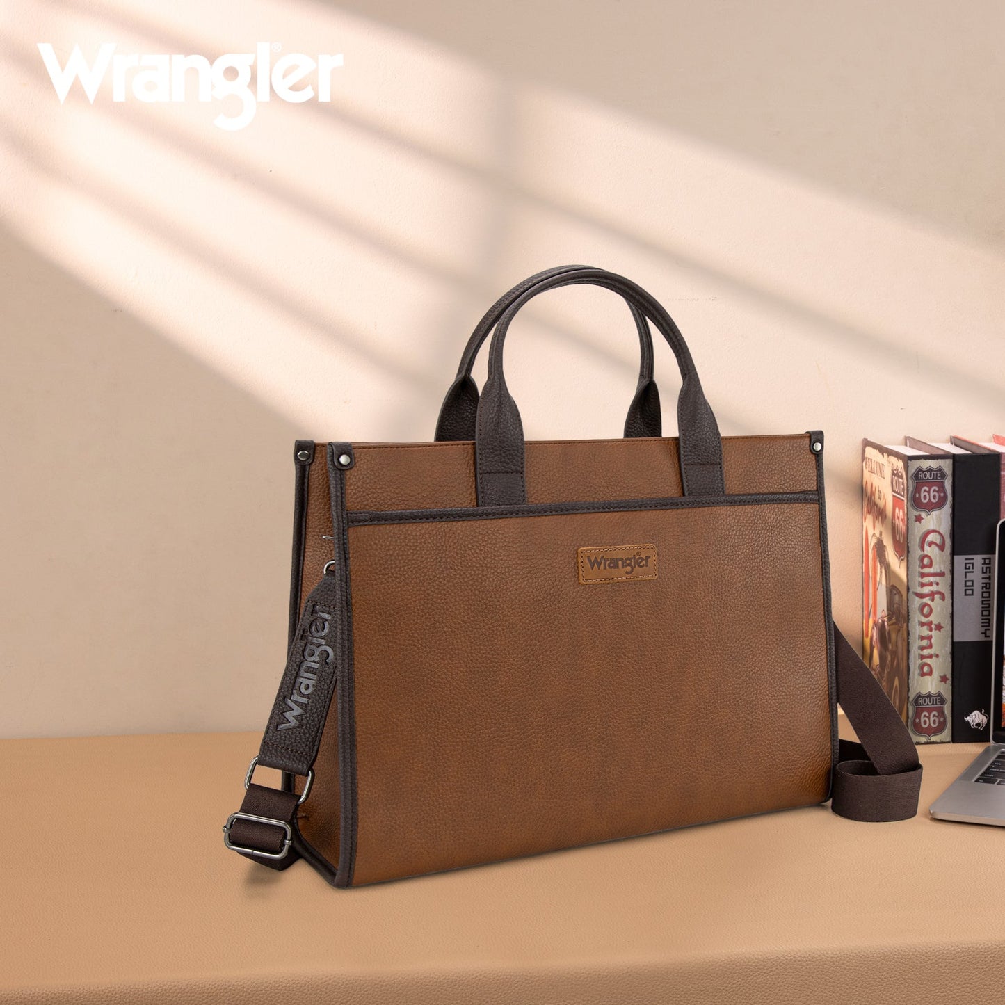 WG288-8119  Wrangler Carry-All Large Tote Work Tote /Crossbody - Brown-Coffee