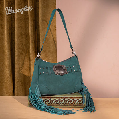 WG241-2022  Wrangler Fringe Buckle Hobo Bag/Crossbody Bag - Turquoise