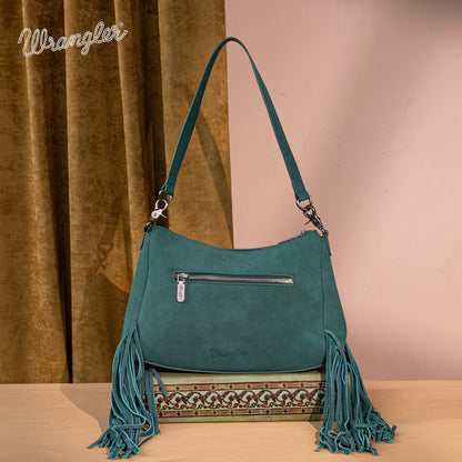 WG241-2022  Wrangler Fringe Buckle Hobo Bag/Crossbody Bag - Turquoise
