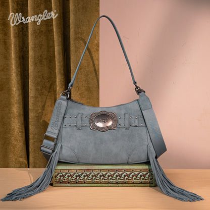 WG241-2022  Wrangler Fringe Buckle Hobo Bag/Crossbody Bag - Jean