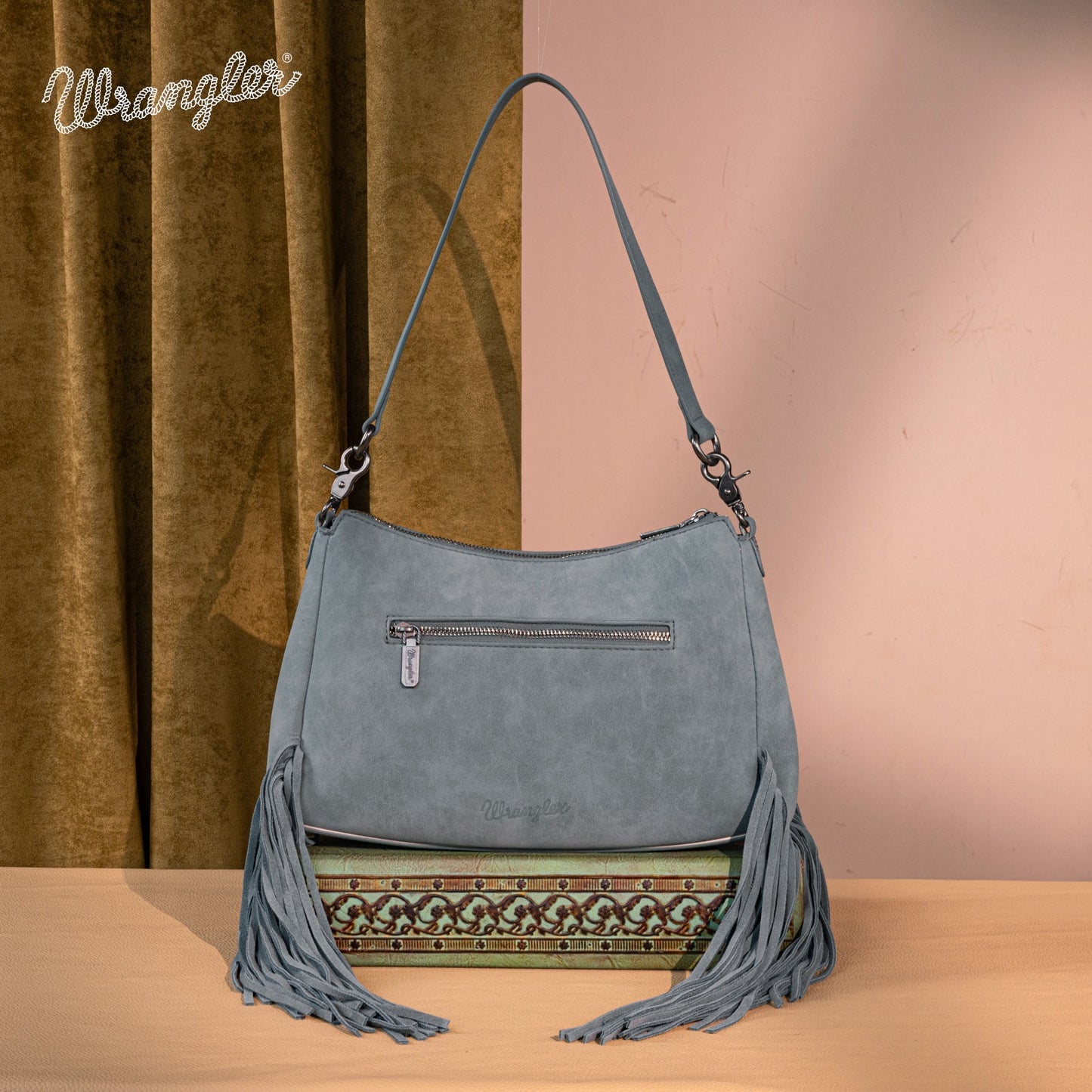 WG241-2022  Wrangler Fringe Buckle Hobo Bag/Crossbody Bag - Jean