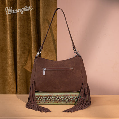 WG241-2022  Wrangler Fringe Buckle Hobo Bag/Crossbody Bag - Coffee