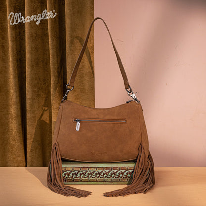 WG241-2022  Wrangler Fringe Buckle Hobo Bag/Crossbody Bag - Brown