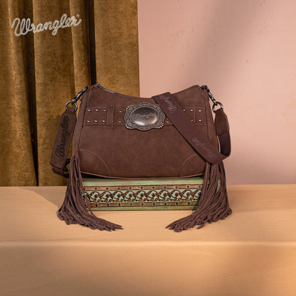WG241-2022  Wrangler Fringe Buckle Hobo Bag/Crossbody Bag - Coffee