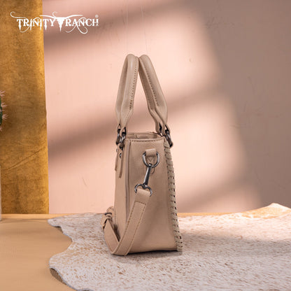 TR192-8800  Trinity Ranch Floral Tooled Collection Mini Tote/Crossbody -Tan