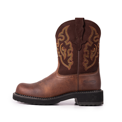 Palitutu PLT303609 Women's Mid-calf Western Boots - Full Grain Leather, Round Toe