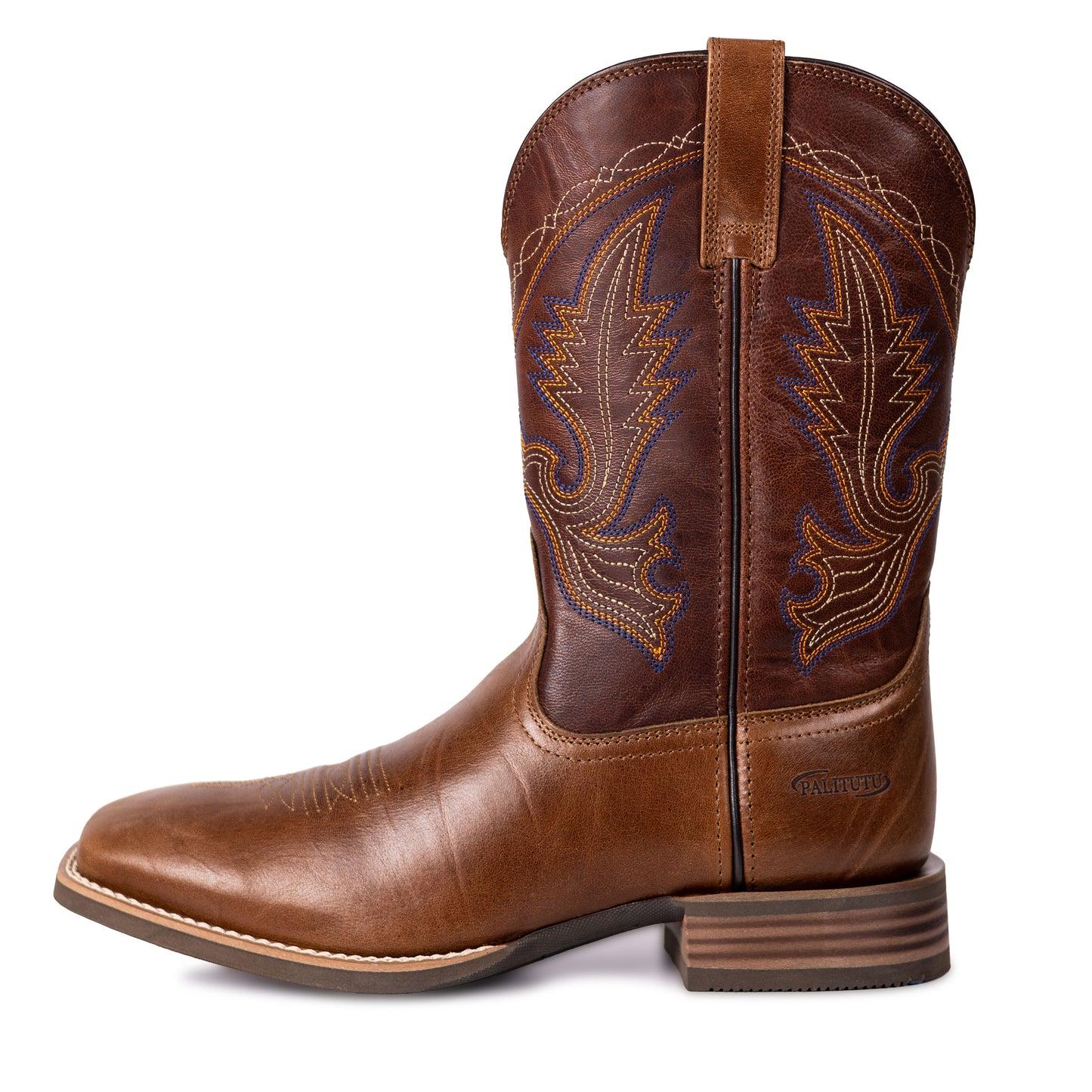 Palitutu PLT103602 Men's Western Cowboy Boots - Full Grain Leather, Square Toe