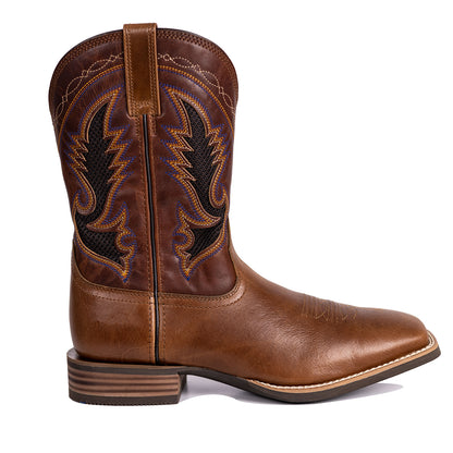 Palitutu PLT103603 Men's Western Cowboy Boots - Full Grain Leather, Square Toe