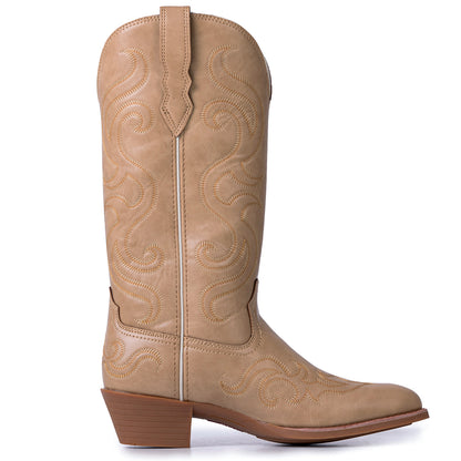 Palitutu PLT703602A Women's Western Cowgirl Boots - PU Leather, Round Toe