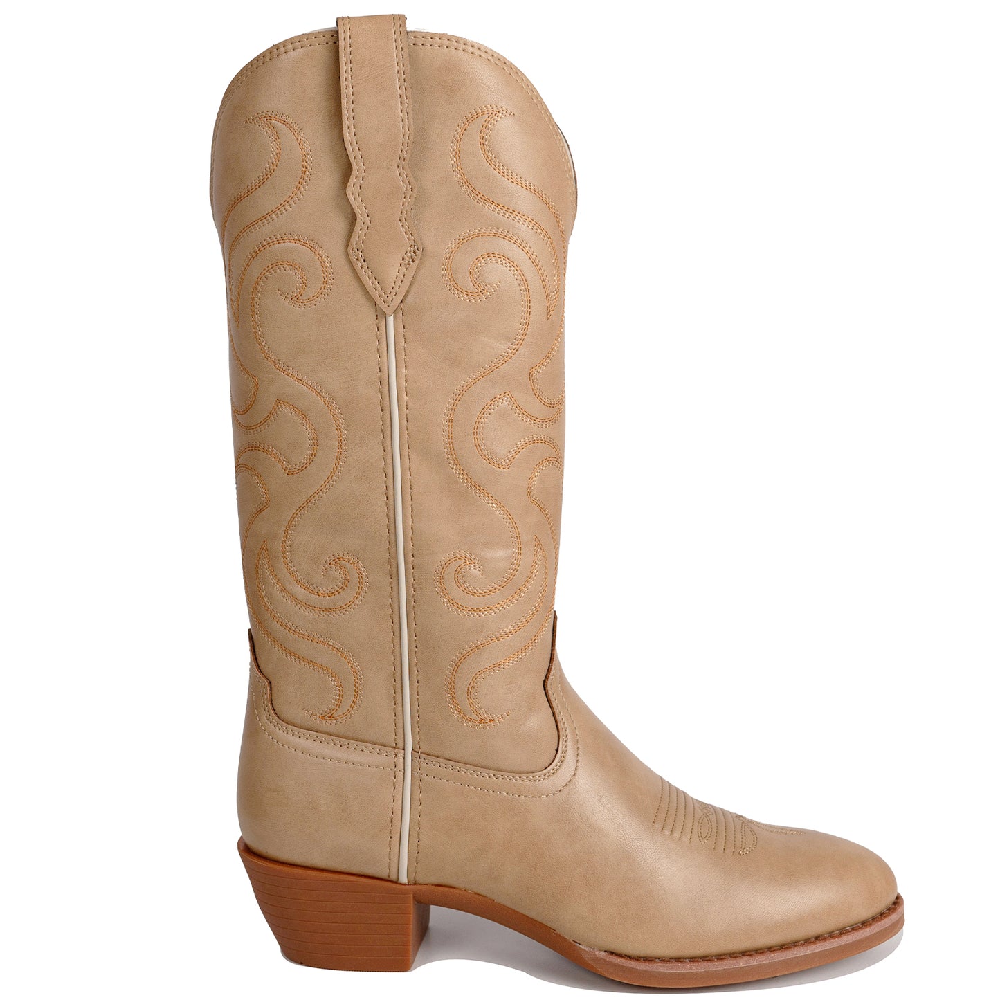 Palitutu PLT703602B Women's Western Cowgirl Boots - PU Leather, Round Toe