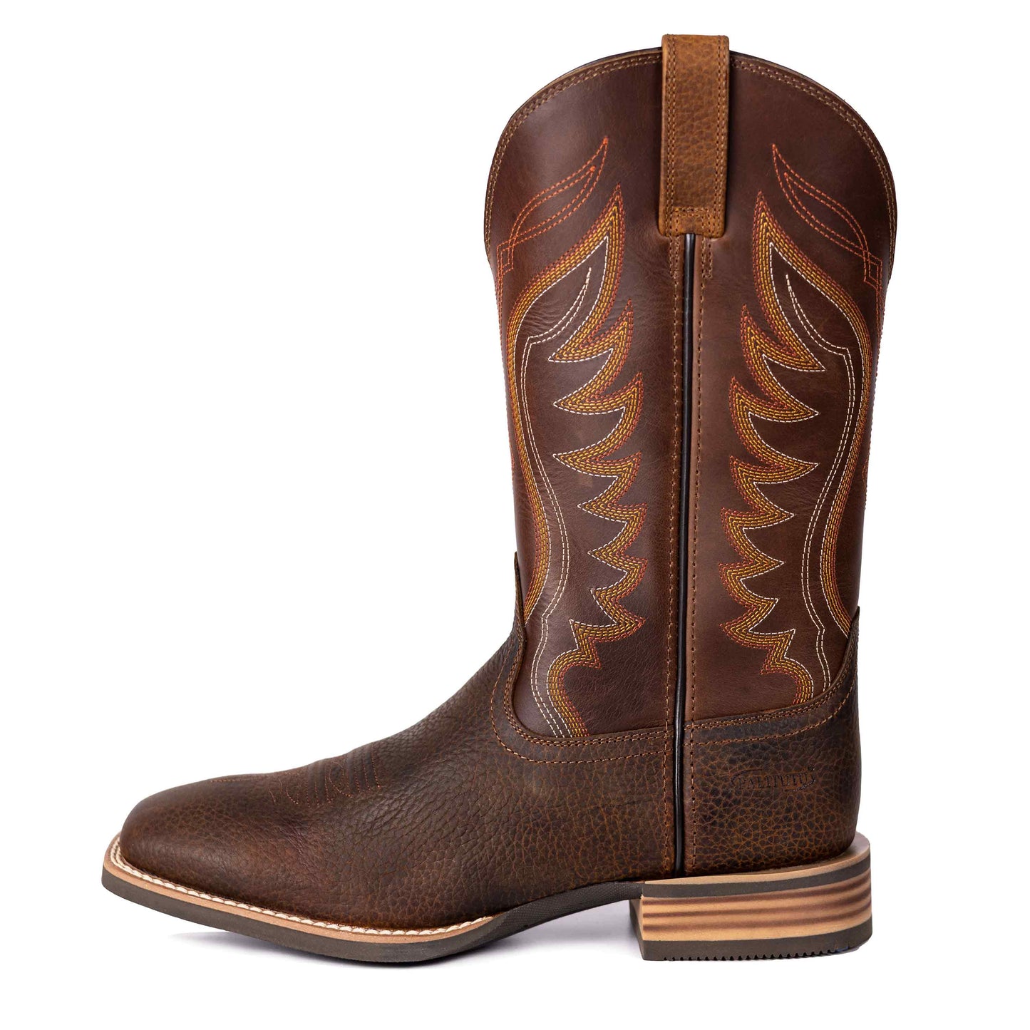 Palitutu PLT103601 Men's Western Cowboy Boots - Full Grain Leather, Square Toe