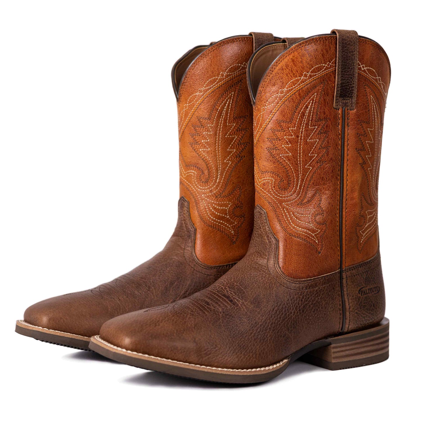 Palitutu PLT103617 Men's Western Cowboy Boots - Full Grain Leather, Square Toe