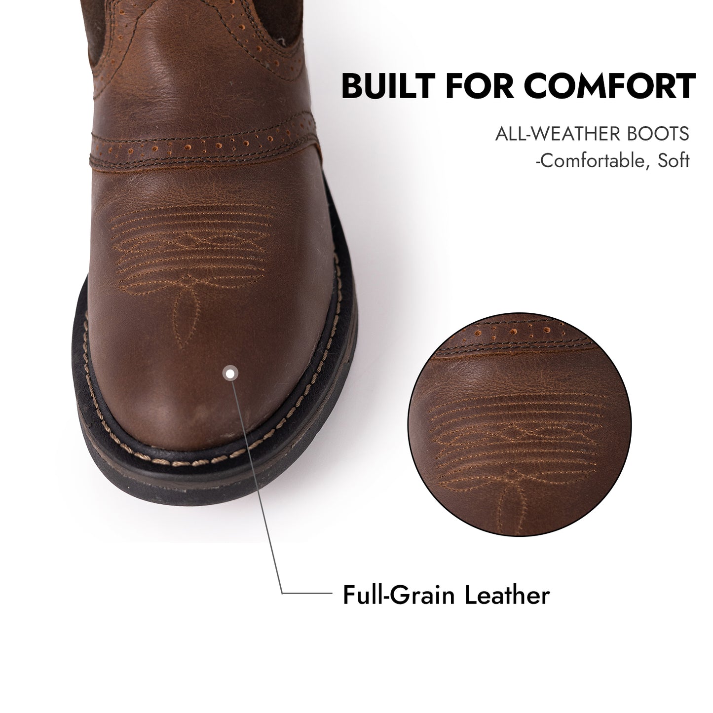 Palitutu PLT403606 Men's Work Boots - Full Grain Leather, Round Toe