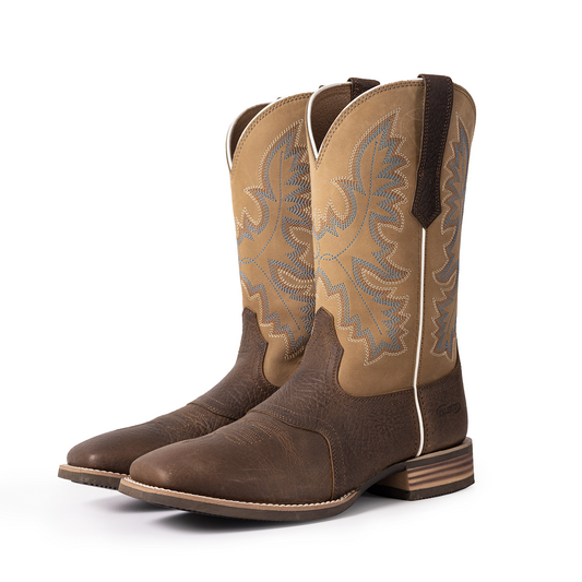 Palitutu PLT103608 Men's Western Cowboy Boots - Full Grain Leather, Square Toe