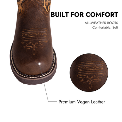 Palitutu PLT303612 Women's Mid-calf Western Boots - Full Grain Leather, Round Toe