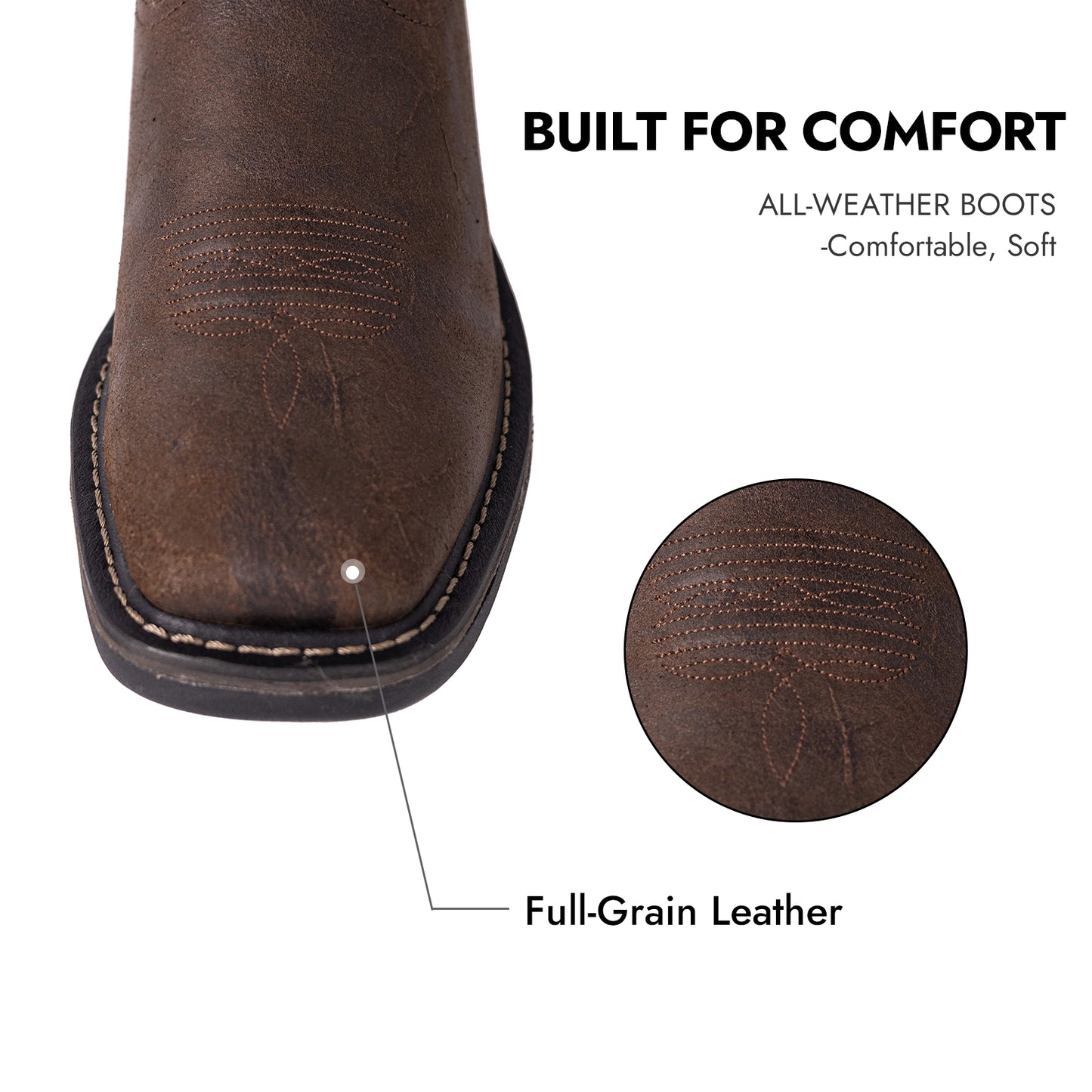 Palitutu PLT403604 Men's Work Boots - Full Grain Leather, Square Toe