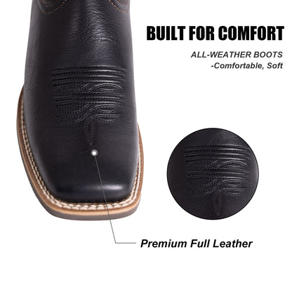 Palitutu PLT703604 Women's Western Cowgirl Boots - PU Leather, Square Toe