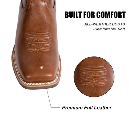 Palitutu PLT703605 Women's Western Cowgirl Boots - PU Leather, Square Toe